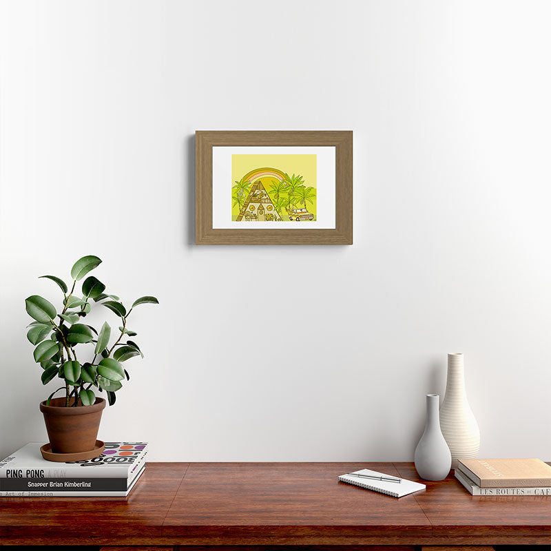 a frame simple living // banana pancakes // retro surf art by surfy birdy Framed Art Print