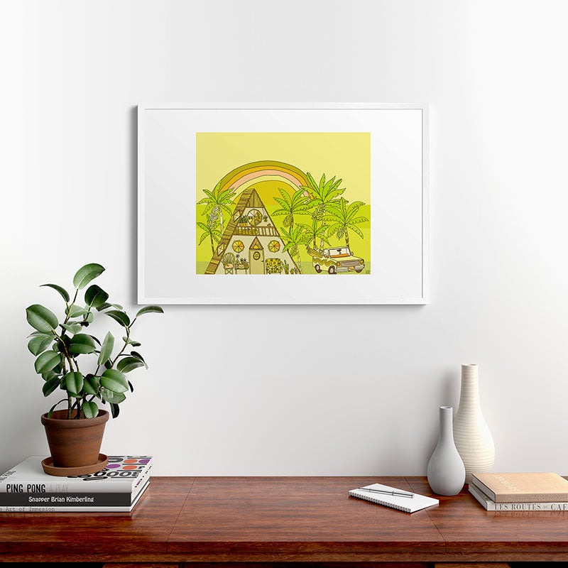 a frame simple living // banana pancakes // retro surf art by surfy birdy Framed Art Print