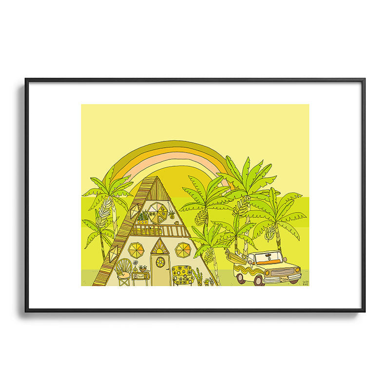 a frame simple living // banana pancakes // retro surf art by surfy birdy Framed Art Print