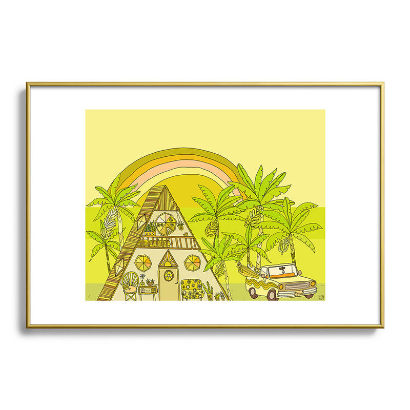 a frame simple living // banana pancakes // retro surf art by surfy birdy Framed Art Print