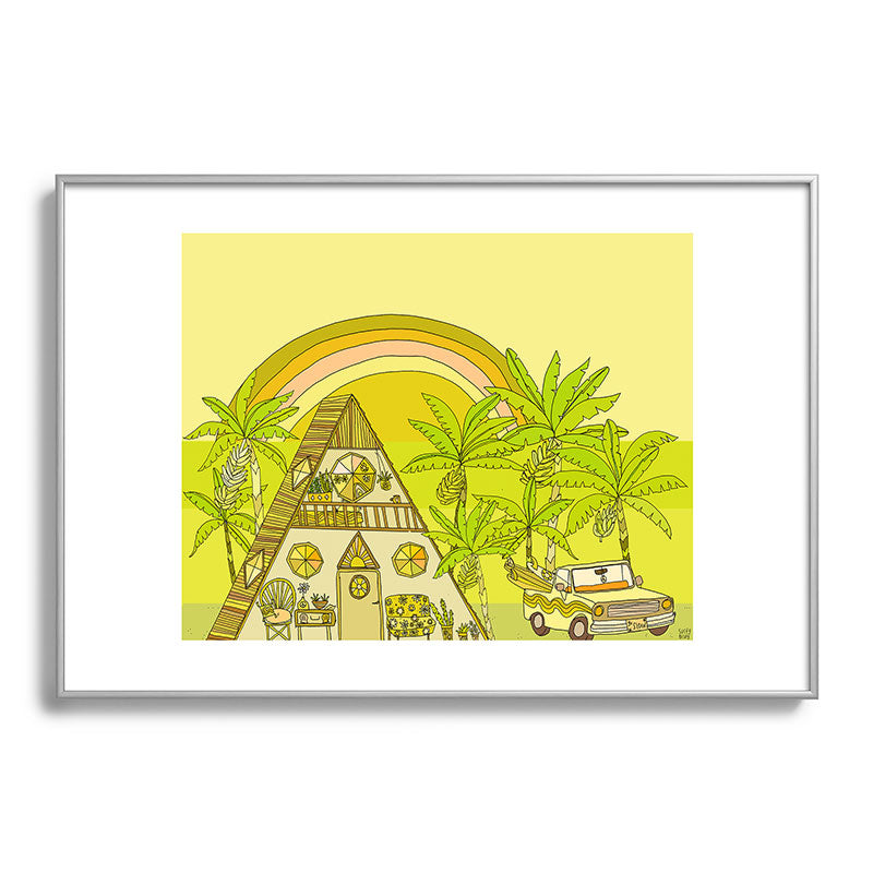 a frame simple living // banana pancakes // retro surf art by surfy birdy Framed Art Print
