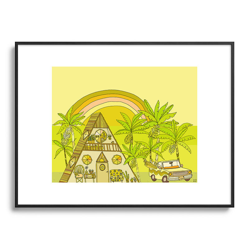 a frame simple living // banana pancakes // retro surf art by surfy birdy Framed Art Print