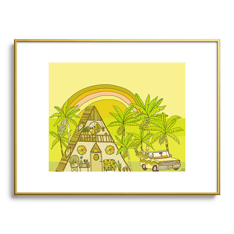 a frame simple living // banana pancakes // retro surf art by surfy birdy Framed Art Print