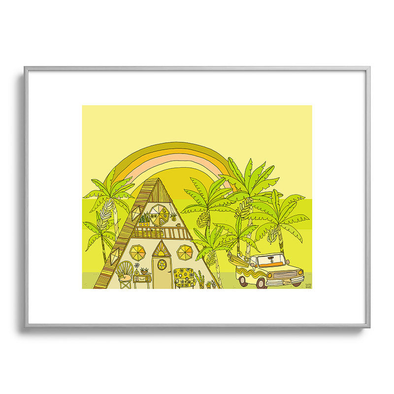 a frame simple living // banana pancakes // retro surf art by surfy birdy Framed Art Print