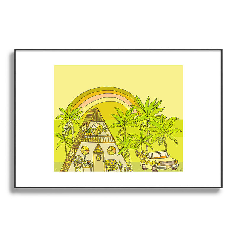 a frame simple living // banana pancakes // retro surf art by surfy birdy Framed Art Print