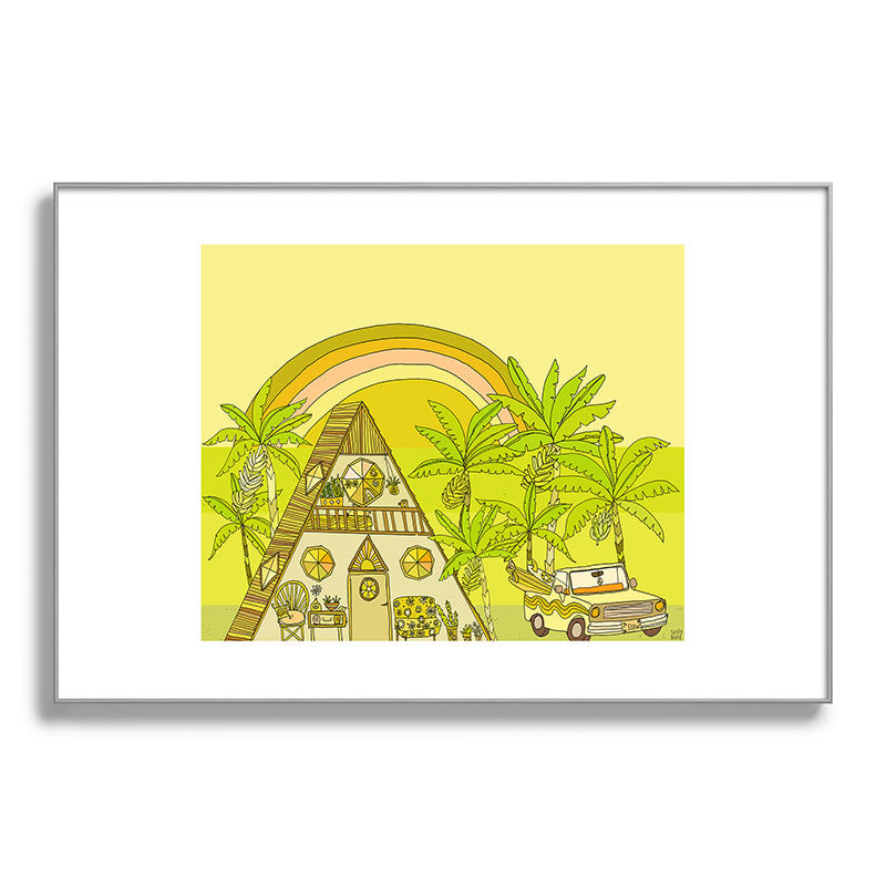 a frame simple living // banana pancakes // retro surf art by surfy birdy Framed Art Print