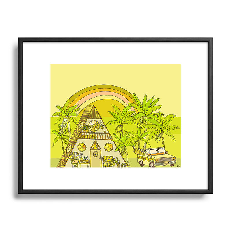 a frame simple living // banana pancakes // retro surf art by surfy birdy Framed Art Print