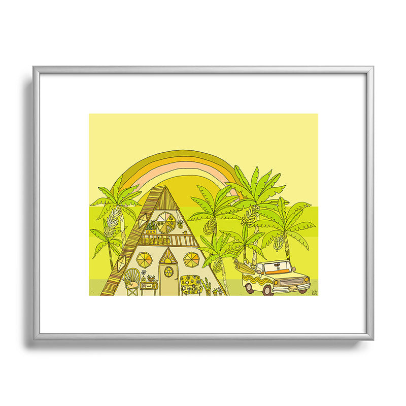 a frame simple living // banana pancakes // retro surf art by surfy birdy Framed Art Print