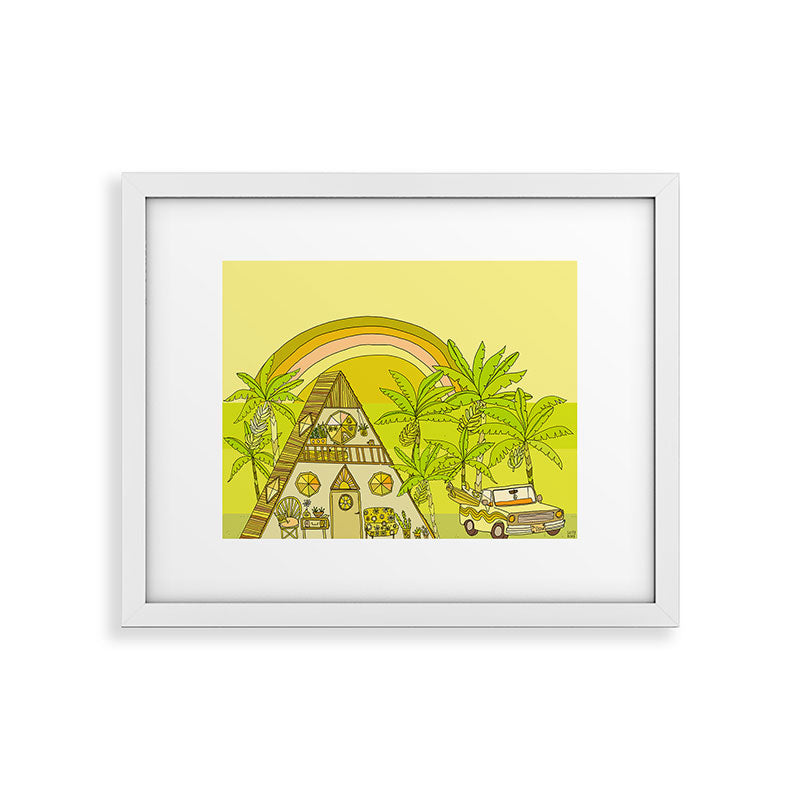 a frame simple living // banana pancakes // retro surf art by surfy birdy Framed Art Print