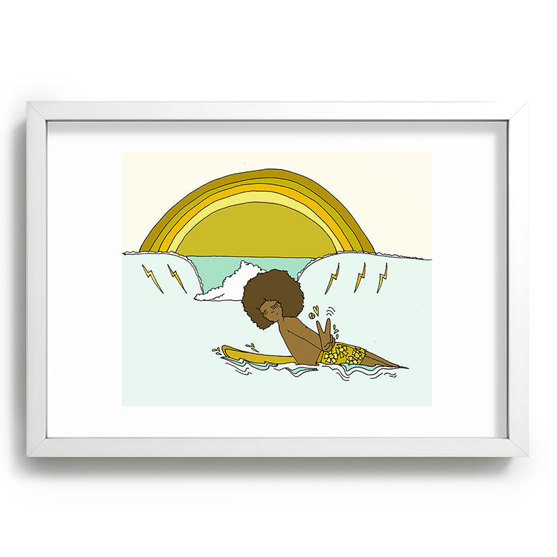 "buttons" kaluhiokalani 70s surf legend // retro surf art by surfy birdy Framed Art Print