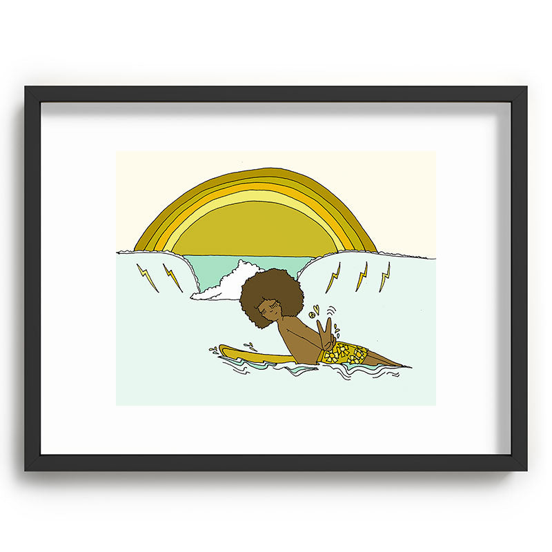 "buttons" kaluhiokalani 70s surf legend // retro surf art by surfy birdy Framed Art Print