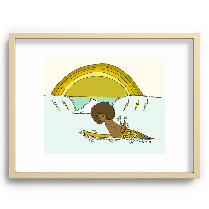 "buttons" kaluhiokalani 70s surf legend // retro surf art by surfy birdy Framed Art Print