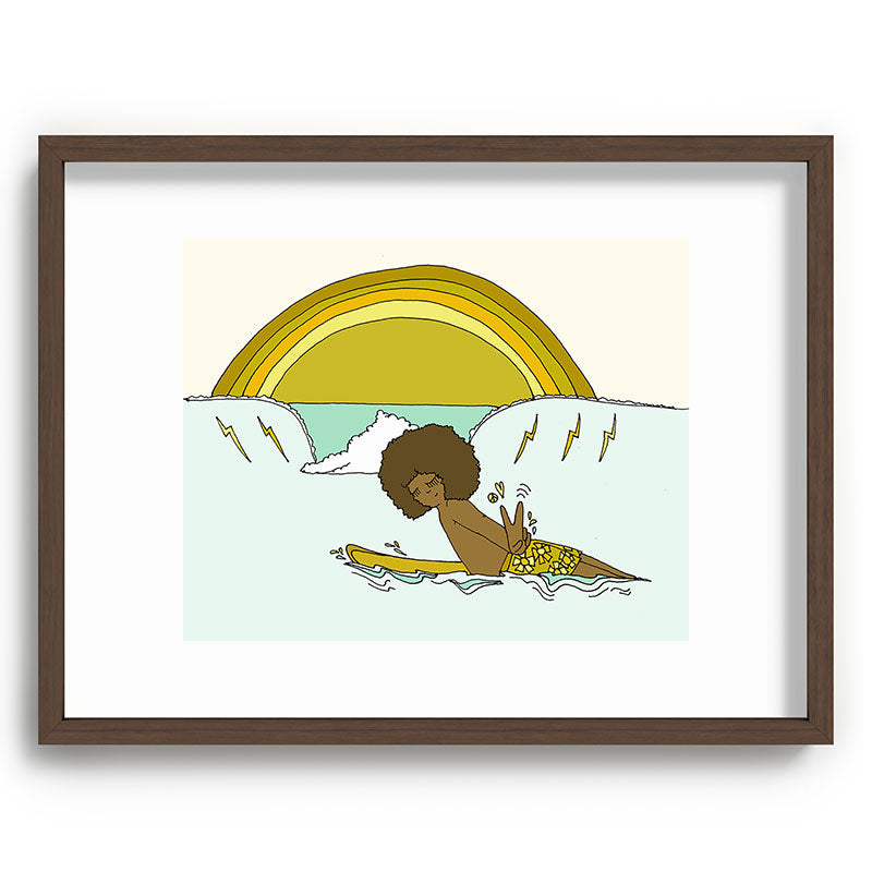 "buttons" kaluhiokalani 70s surf legend // retro surf art by surfy birdy Framed Art Print