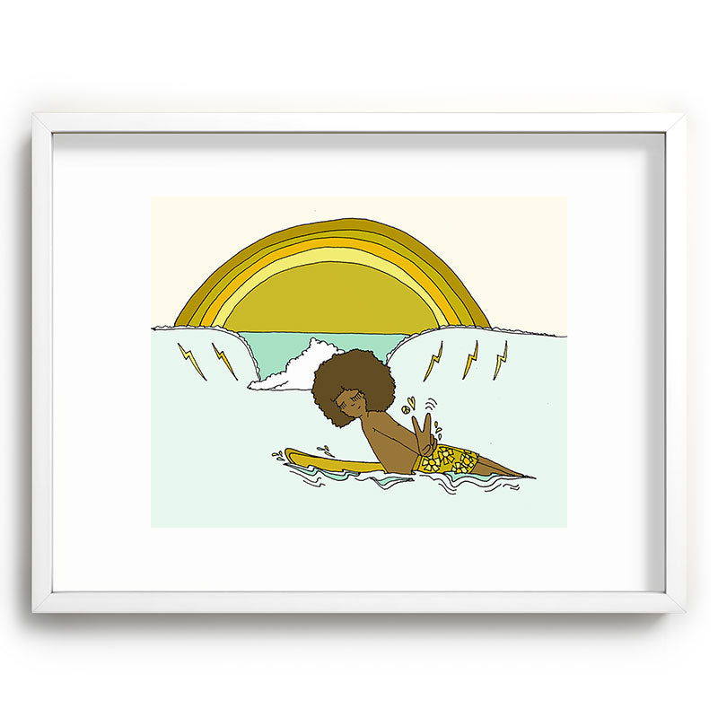 "buttons" kaluhiokalani 70s surf legend // retro surf art by surfy birdy Framed Art Print