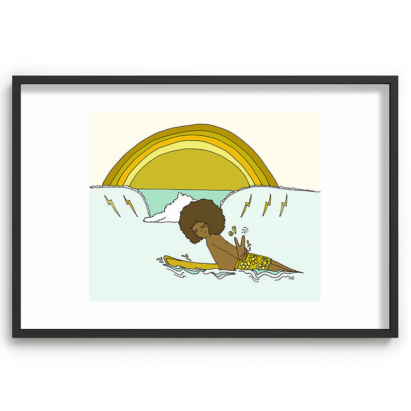 "buttons" kaluhiokalani 70s surf legend // retro surf art by surfy birdy Framed Art Print