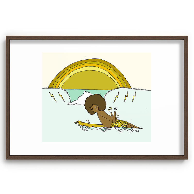 "buttons" kaluhiokalani 70s surf legend // retro surf art by surfy birdy Framed Art Print