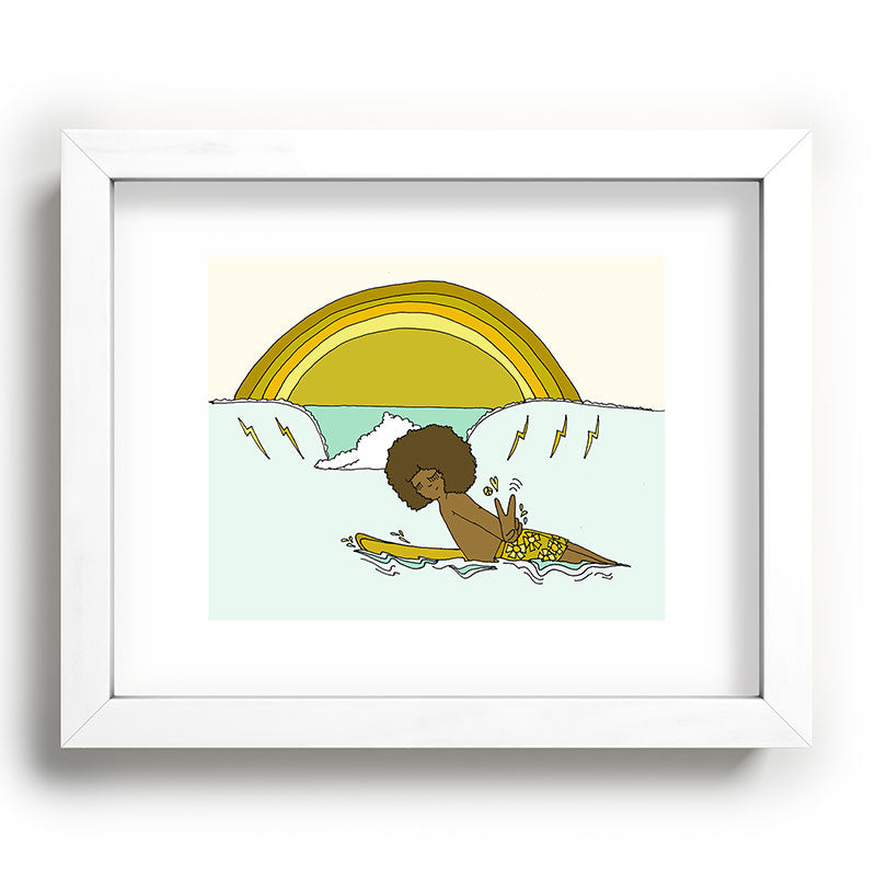 "buttons" kaluhiokalani 70s surf legend // retro surf art by surfy birdy Framed Art Print