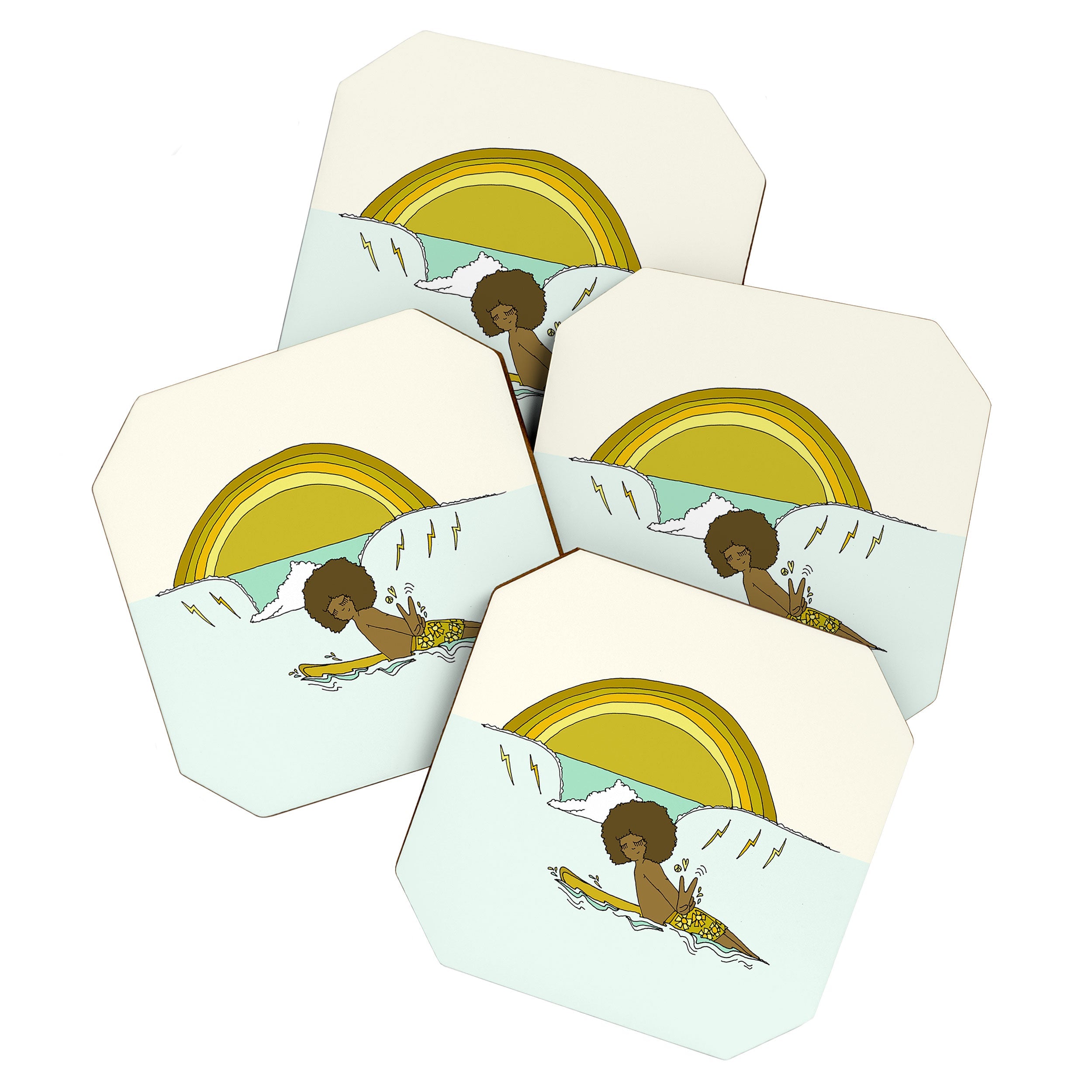 "buttons" kaluhiokalani 70s surf legend // retro surf art by surfy birdy Coaster