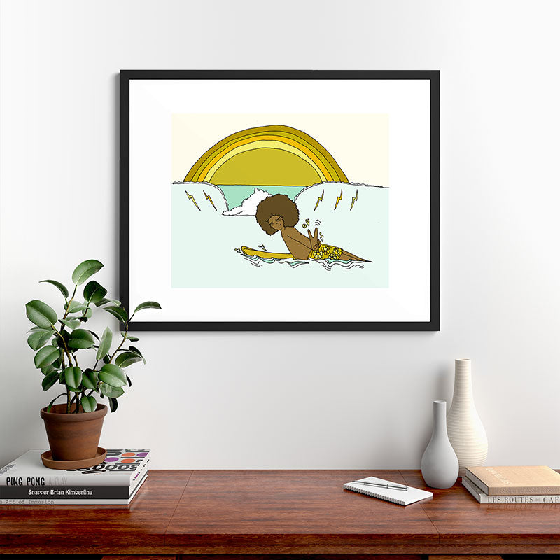 "buttons" kaluhiokalani 70s surf legend // retro surf art by surfy birdy Framed Art Print