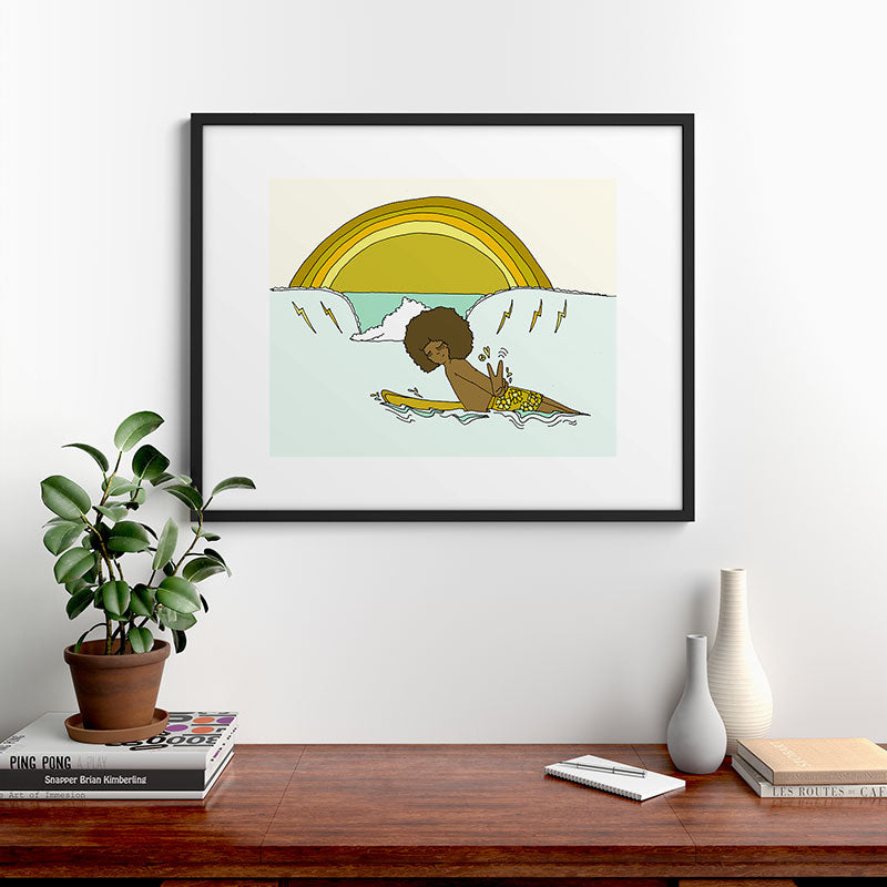 "buttons" kaluhiokalani 70s surf legend // retro surf art by surfy birdy Framed Art Print