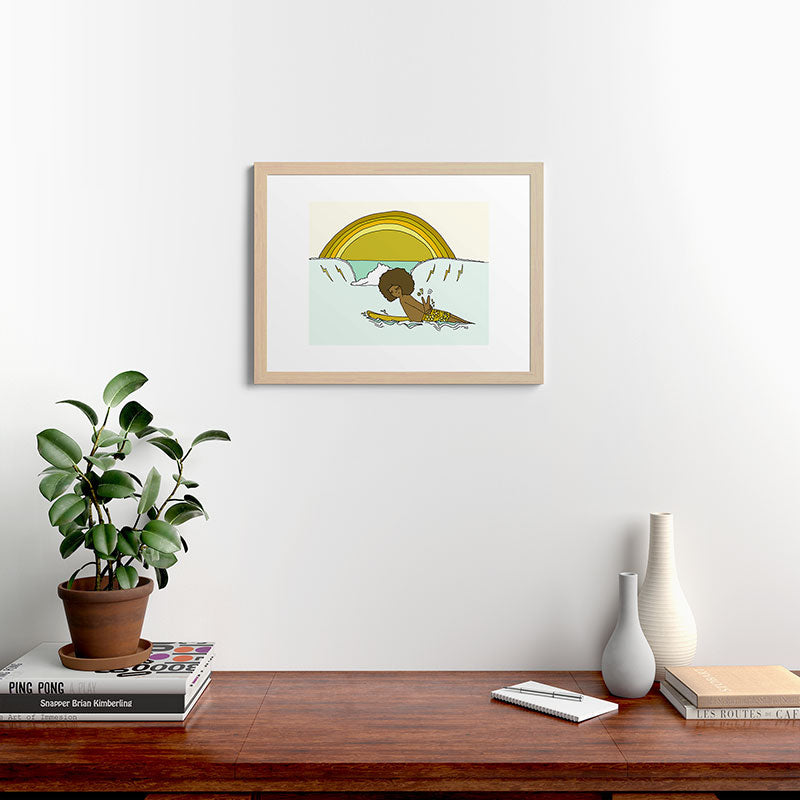 "buttons" kaluhiokalani 70s surf legend // retro surf art by surfy birdy Framed Art Print