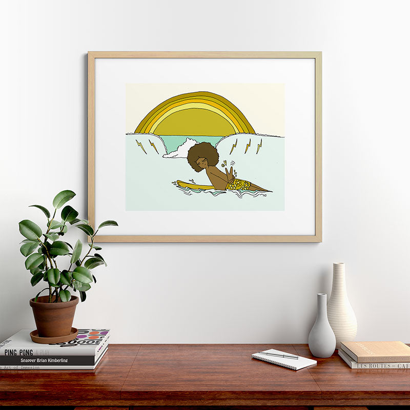 "buttons" kaluhiokalani 70s surf legend // retro surf art by surfy birdy Framed Art Print