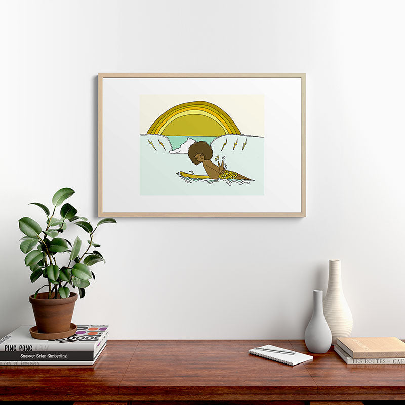 "buttons" kaluhiokalani 70s surf legend // retro surf art by surfy birdy Framed Art Print