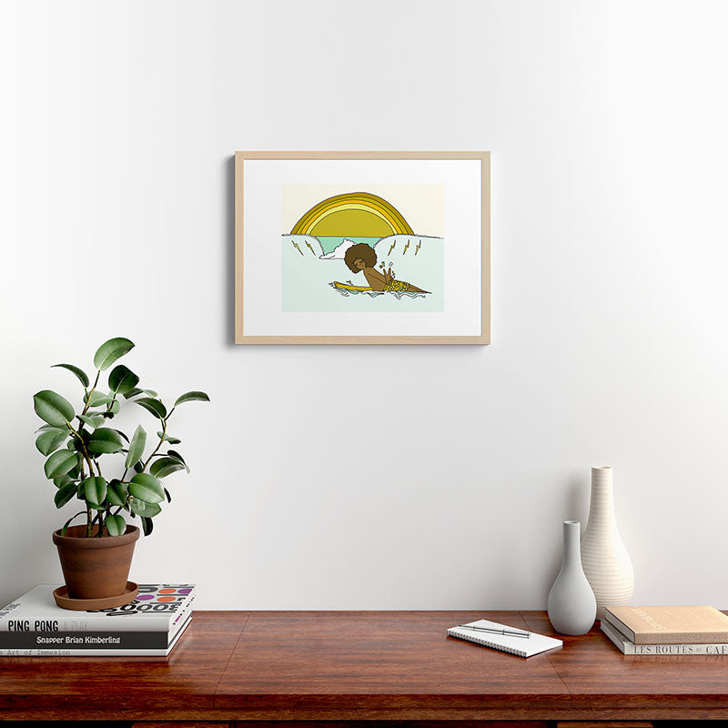 "buttons" kaluhiokalani 70s surf legend // retro surf art by surfy birdy Framed Art Print
