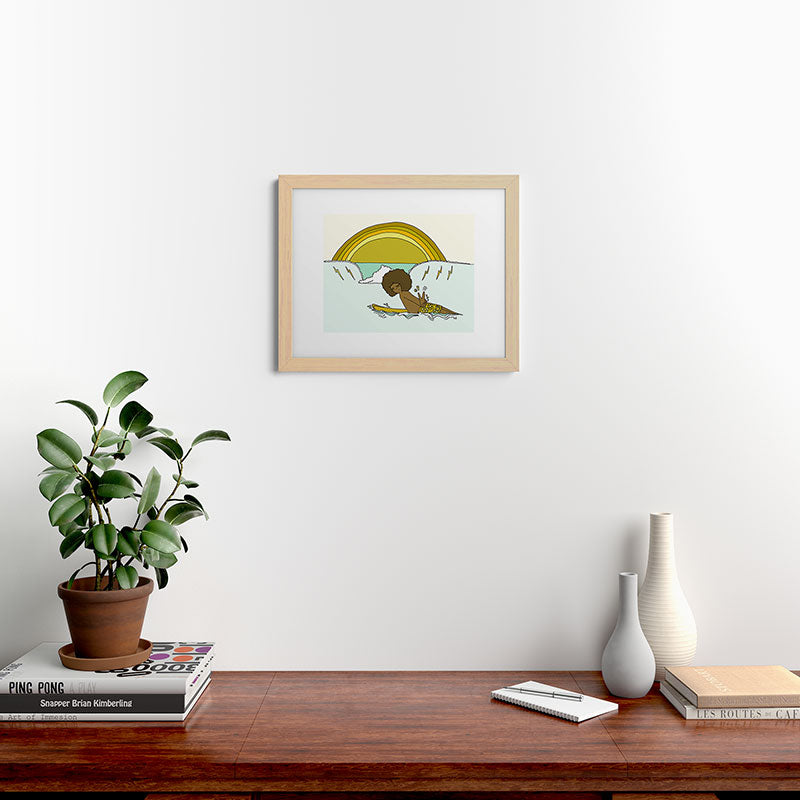 "buttons" kaluhiokalani 70s surf legend // retro surf art by surfy birdy Framed Art Print