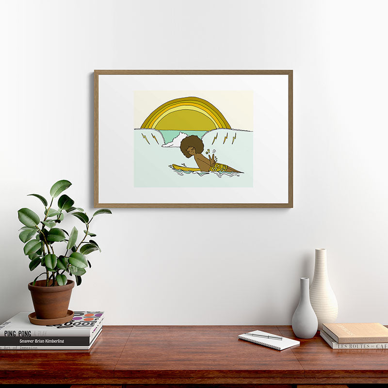 "buttons" kaluhiokalani 70s surf legend // retro surf art by surfy birdy Framed Art Print