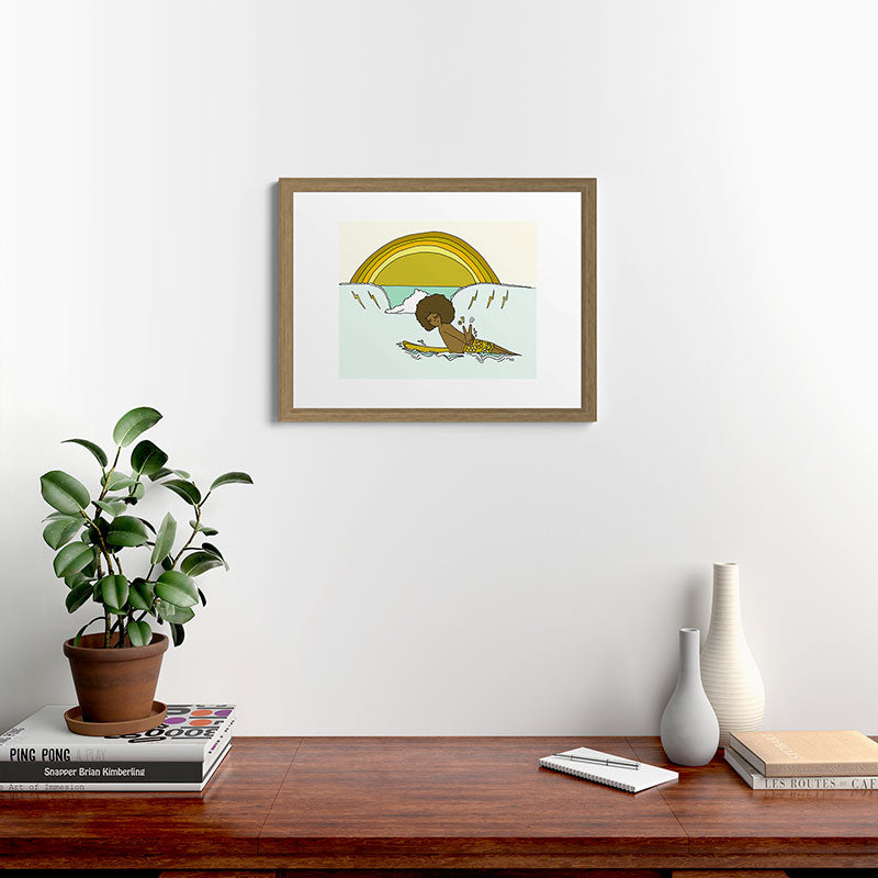"buttons" kaluhiokalani 70s surf legend // retro surf art by surfy birdy Framed Art Print