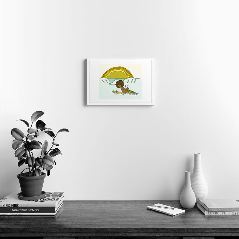 "buttons" kaluhiokalani 70s surf legend // retro surf art by surfy birdy Framed Art Print