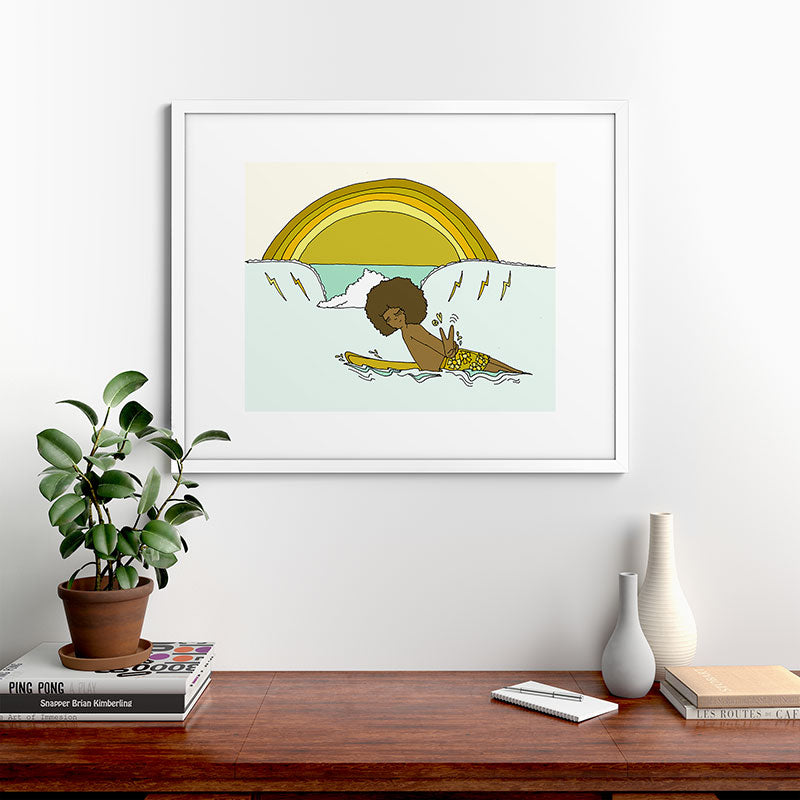 "buttons" kaluhiokalani 70s surf legend // retro surf art by surfy birdy Framed Art Print