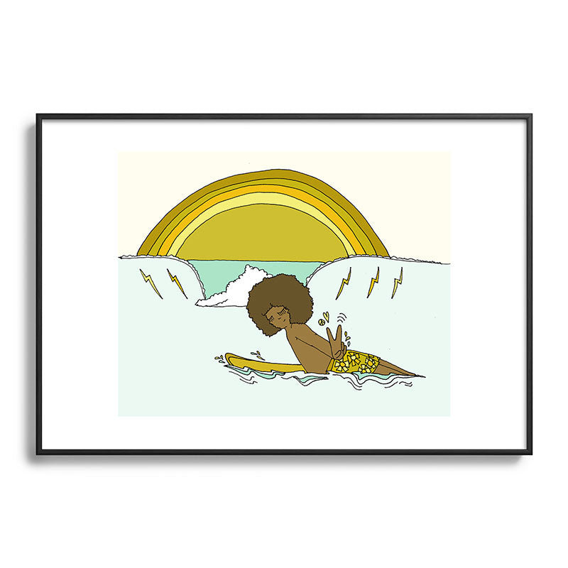 "buttons" kaluhiokalani 70s surf legend // retro surf art by surfy birdy Framed Art Print