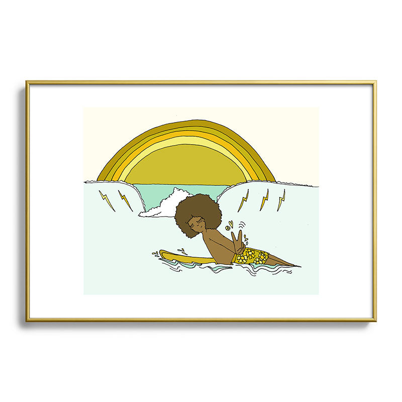 "buttons" kaluhiokalani 70s surf legend // retro surf art by surfy birdy Framed Art Print