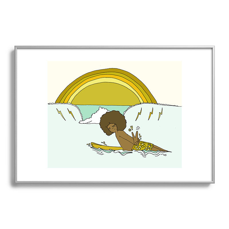 "buttons" kaluhiokalani 70s surf legend // retro surf art by surfy birdy Framed Art Print