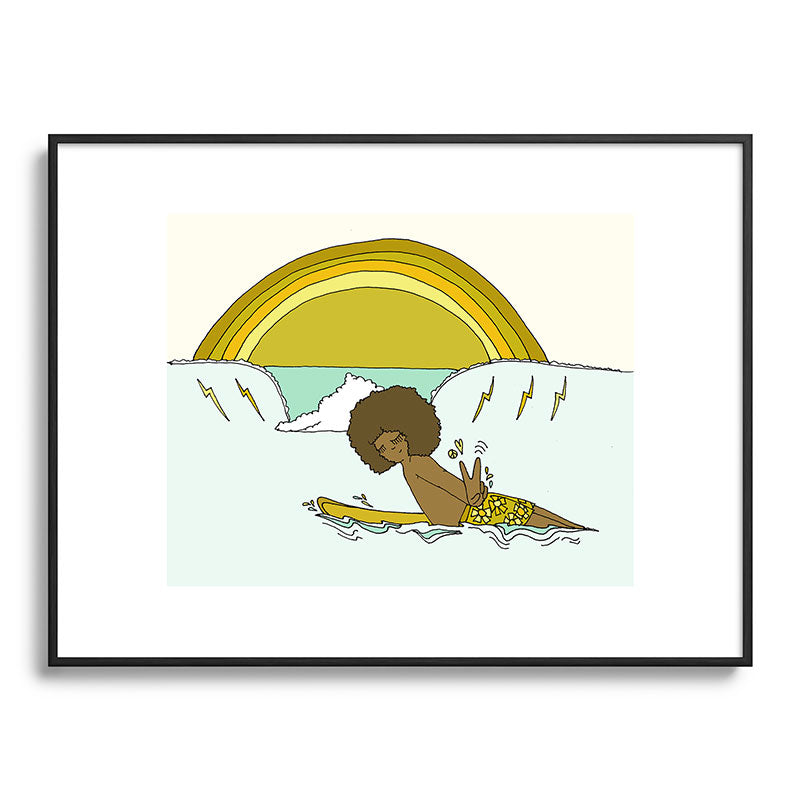 "buttons" kaluhiokalani 70s surf legend // retro surf art by surfy birdy Framed Art Print