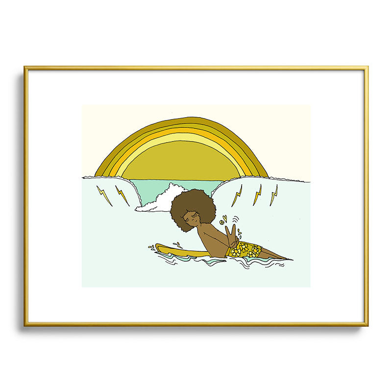 "buttons" kaluhiokalani 70s surf legend // retro surf art by surfy birdy Framed Art Print