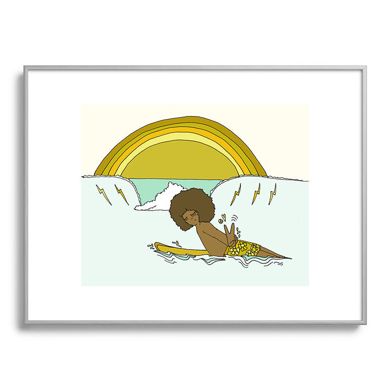"buttons" kaluhiokalani 70s surf legend // retro surf art by surfy birdy Framed Art Print