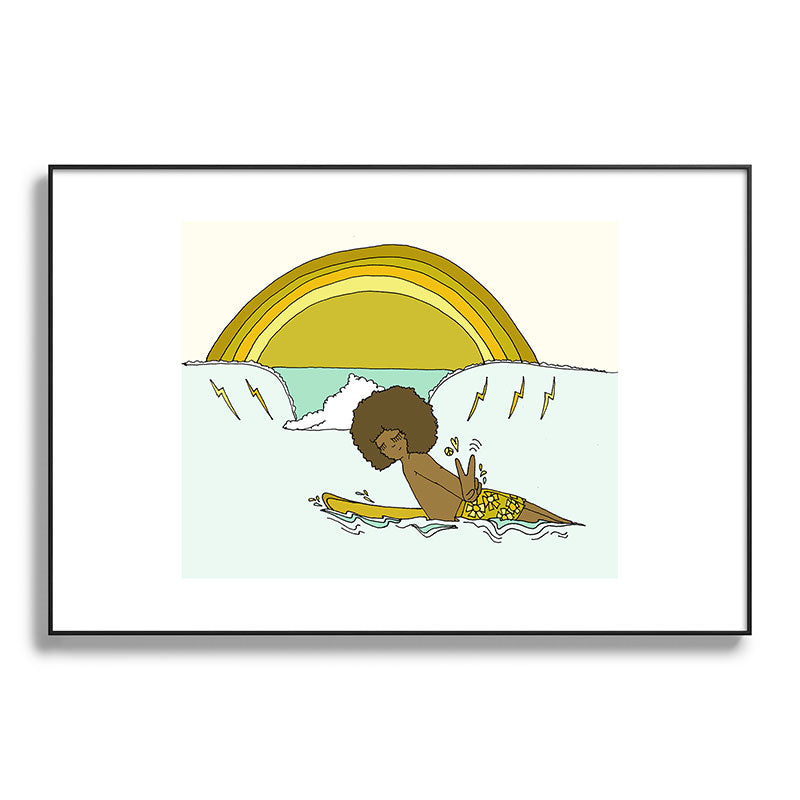 "buttons" kaluhiokalani 70s surf legend // retro surf art by surfy birdy Framed Art Print