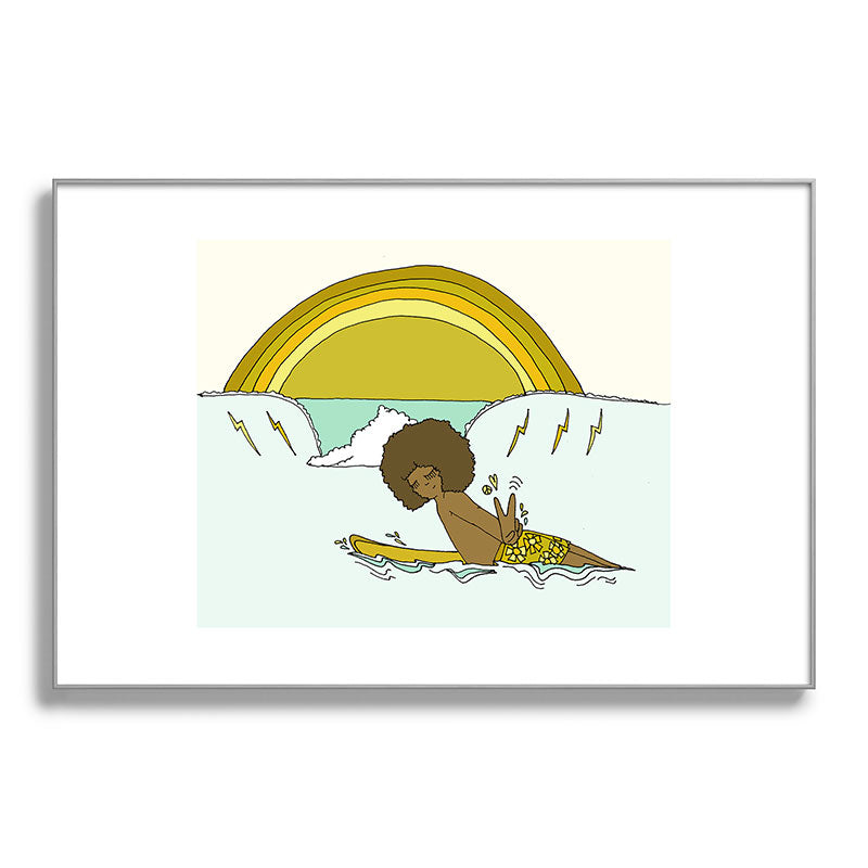 "buttons" kaluhiokalani 70s surf legend // retro surf art by surfy birdy Framed Art Print