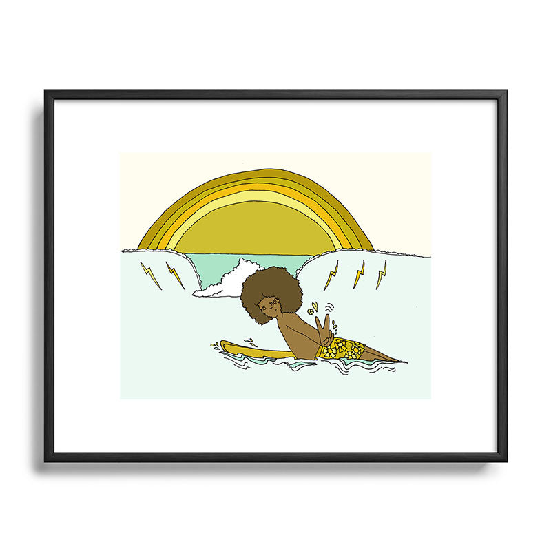 "buttons" kaluhiokalani 70s surf legend // retro surf art by surfy birdy Framed Art Print
