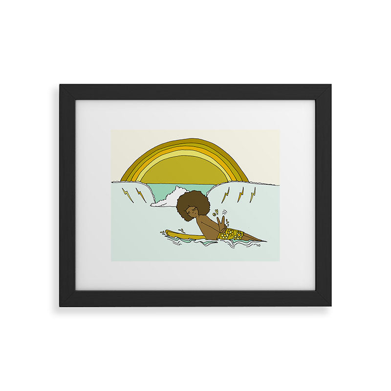 "buttons" kaluhiokalani 70s surf legend // retro surf art by surfy birdy Framed Art Print
