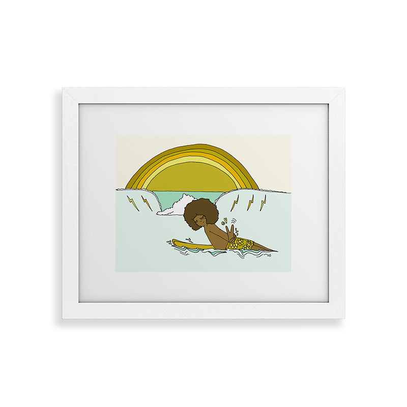 "buttons" kaluhiokalani 70s surf legend // retro surf art by surfy birdy Framed Art Print