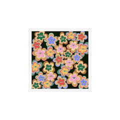 70s Evil Eye Flower Pattern in dark green Art Print