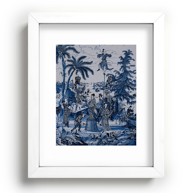 17th Century Delftware Chinoiserie Framed Art Print