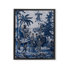 17th Century Delftware Chinoiserie Framed Canvas Print