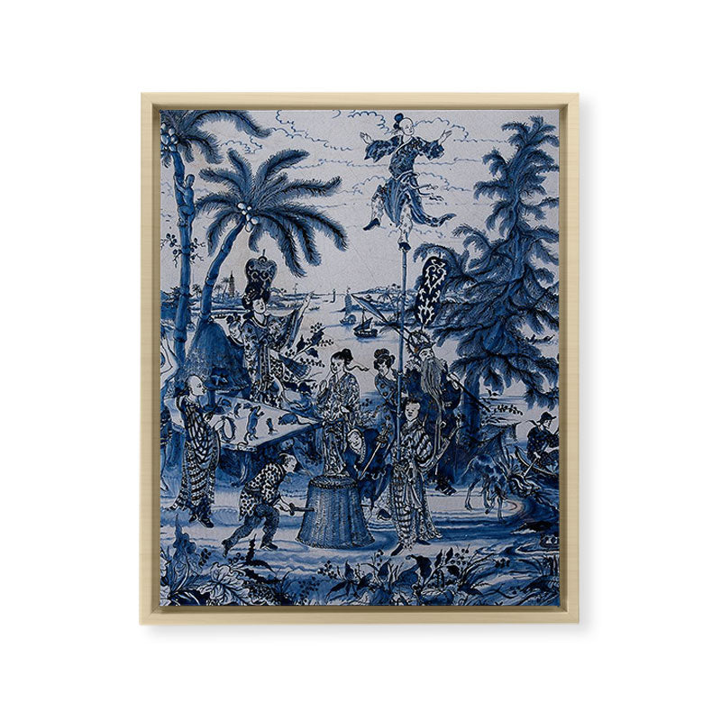 17th Century Delftware Chinoiserie Framed Canvas Print