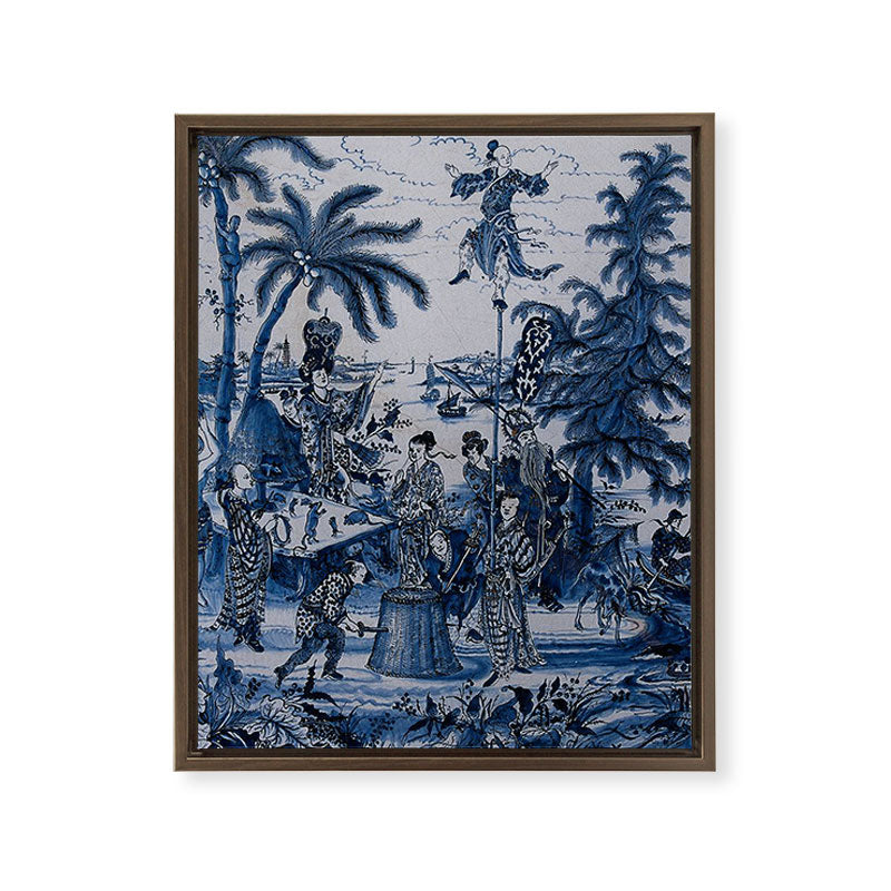17th Century Delftware Chinoiserie Framed Canvas Print