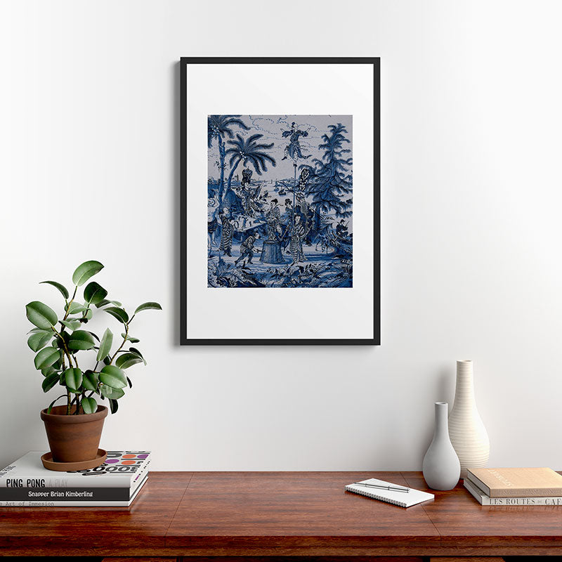 17th Century Delftware Chinoiserie Framed Art Print